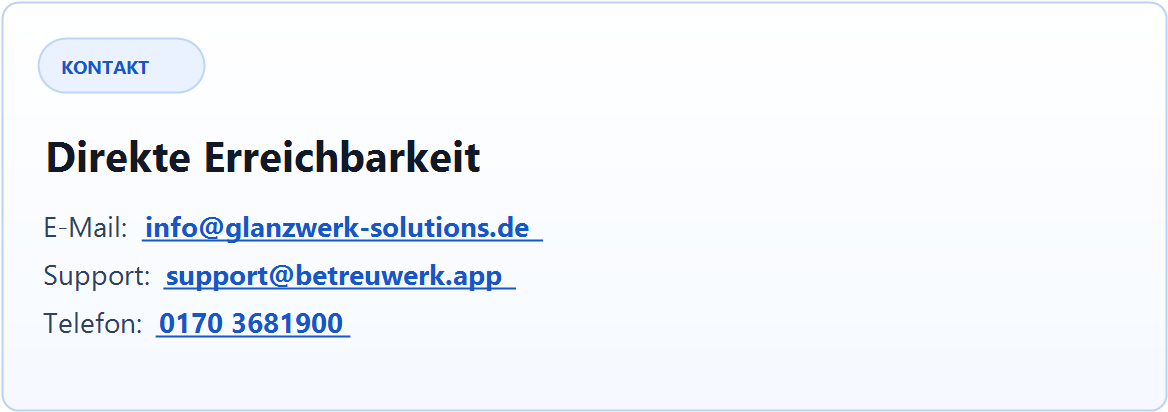 Kontaktangaben als Grafik